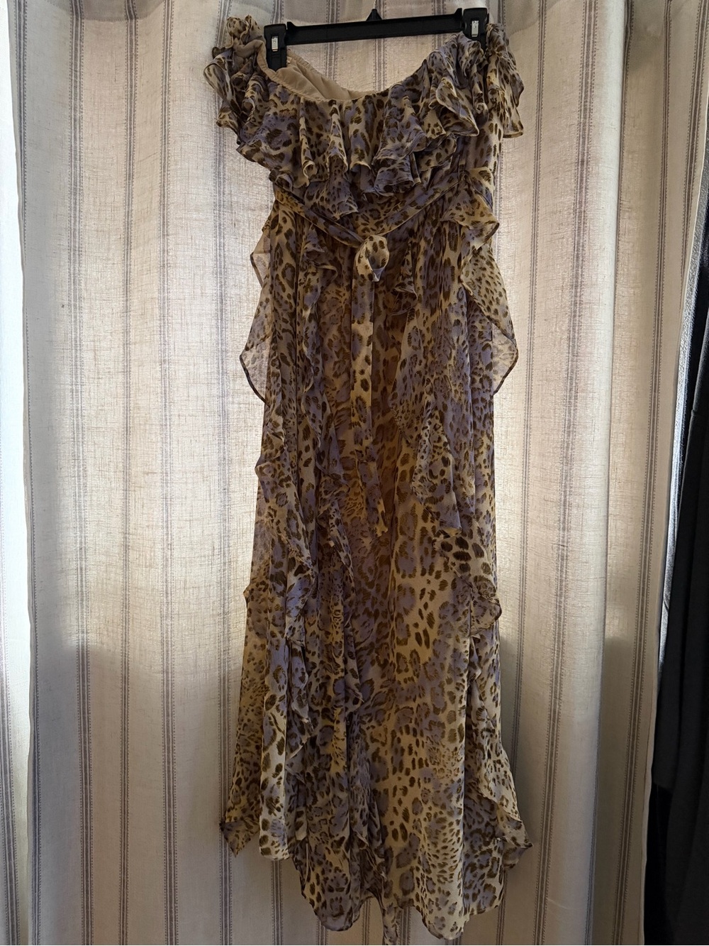 Bardot Ruffled Leopard-Print Maxi Dress in Brown and Cream